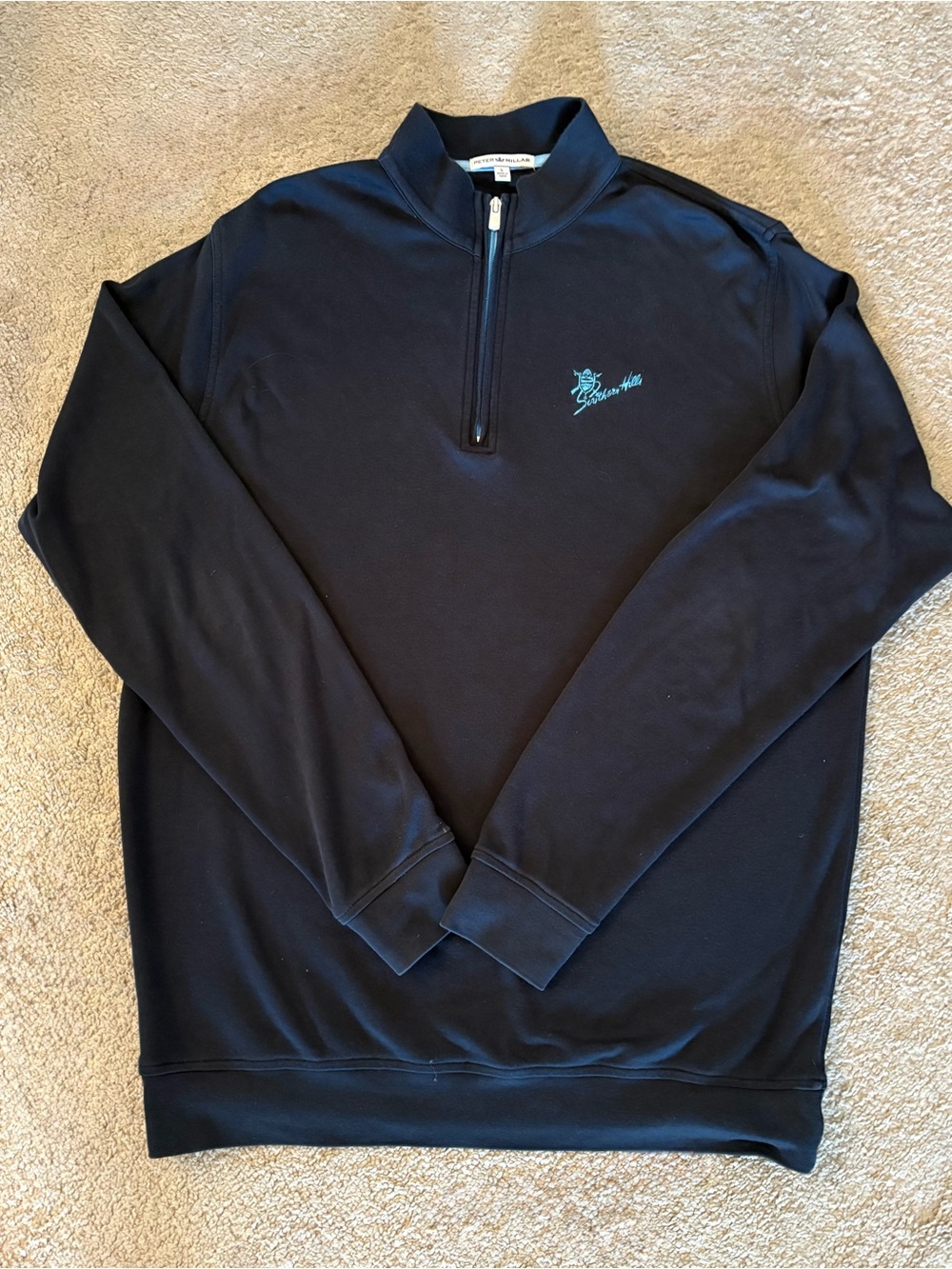 Peter Millar Navy Quarter-Zip Men's Pullover size Large Southern Hills